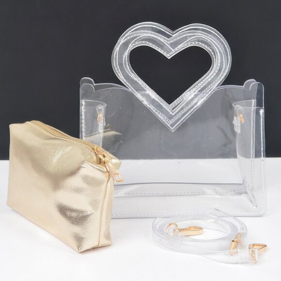 Transparent Heart Shape Handle Clutch W/pouch - Picture 4 of 5